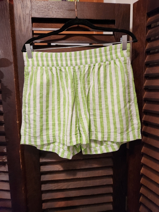 Old Navy Pants - Old Navy Green & White Striped High-Waist Shorts